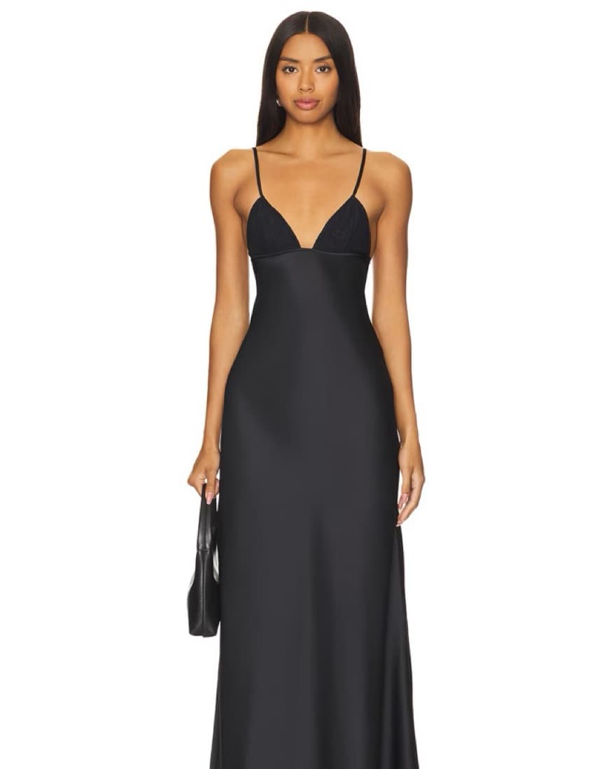 Black Lace Cup Slip Dress - Image 1