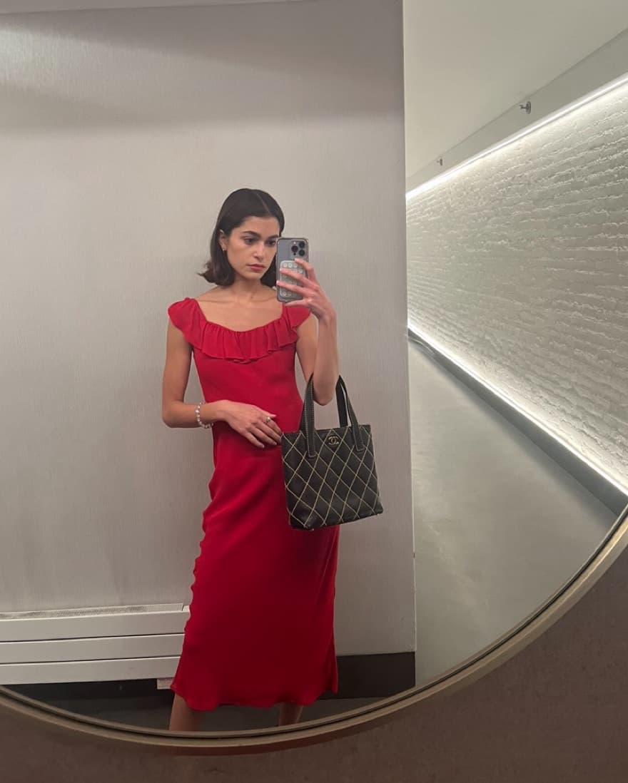 Reformation Charm Dress In Red - Image 3