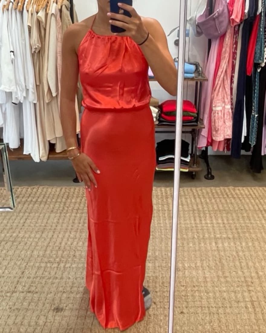 Orange Halter Silk maxi Dress  - Image 1