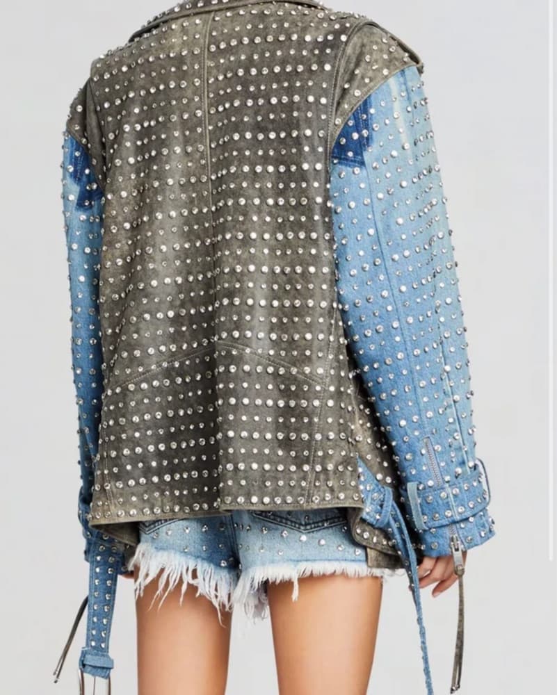 Luxury Studded Moto Jacket – Denim & Lea - Image 2
