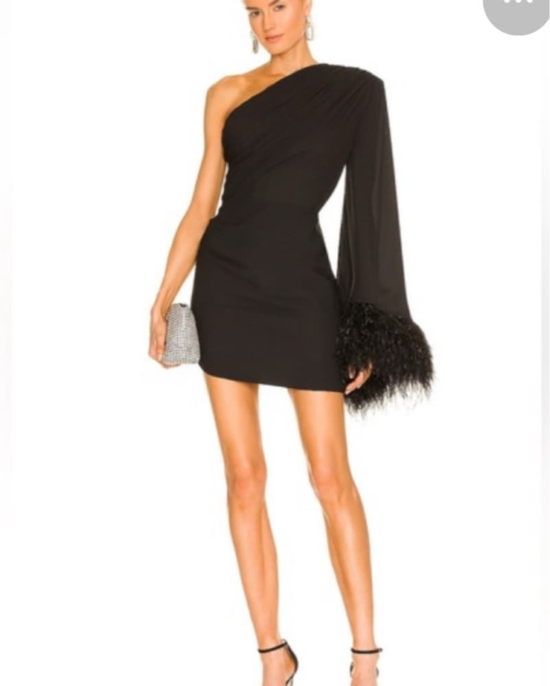 Dramatic One-Shoulder Black Cocktail Dress - Image 1