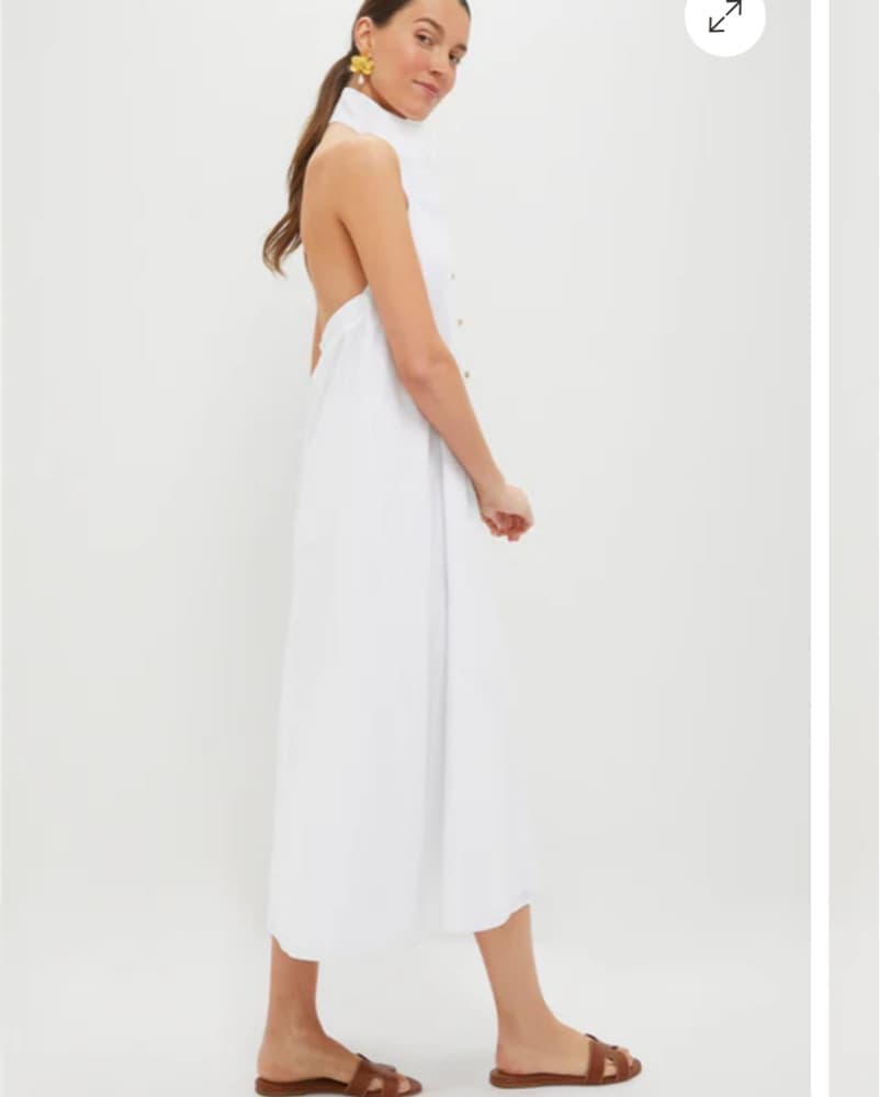 Chic White Halter Midi Dress - Image 2