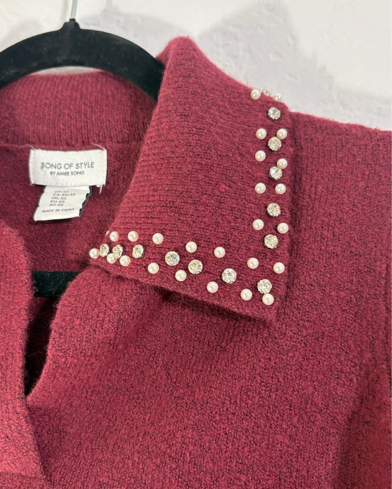 Song Of Style Burgundy Knit Sweater - Image 4