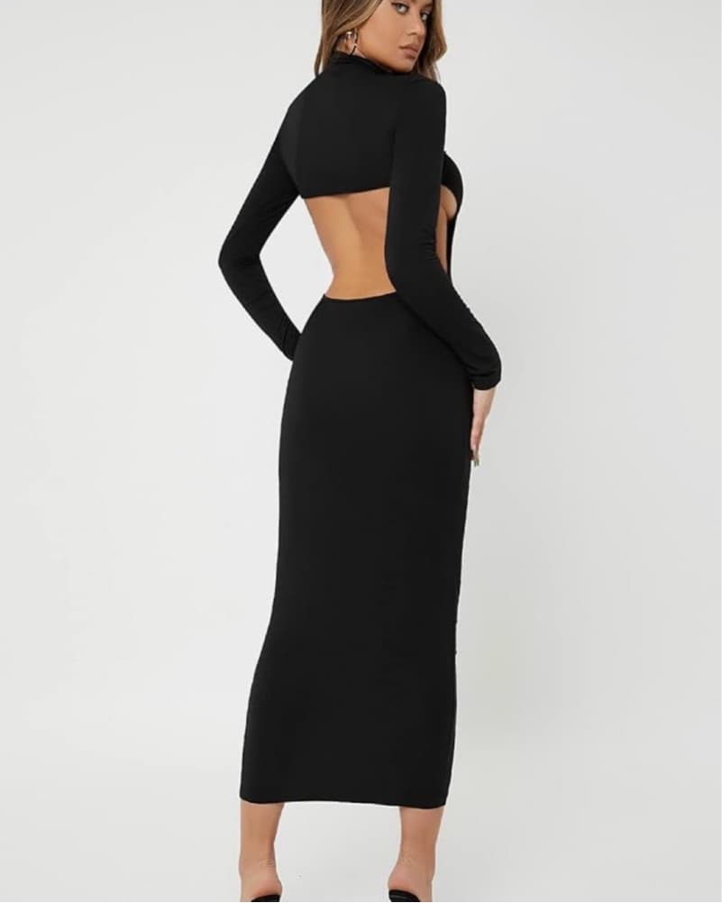 Black open back cut out dress - Image 2