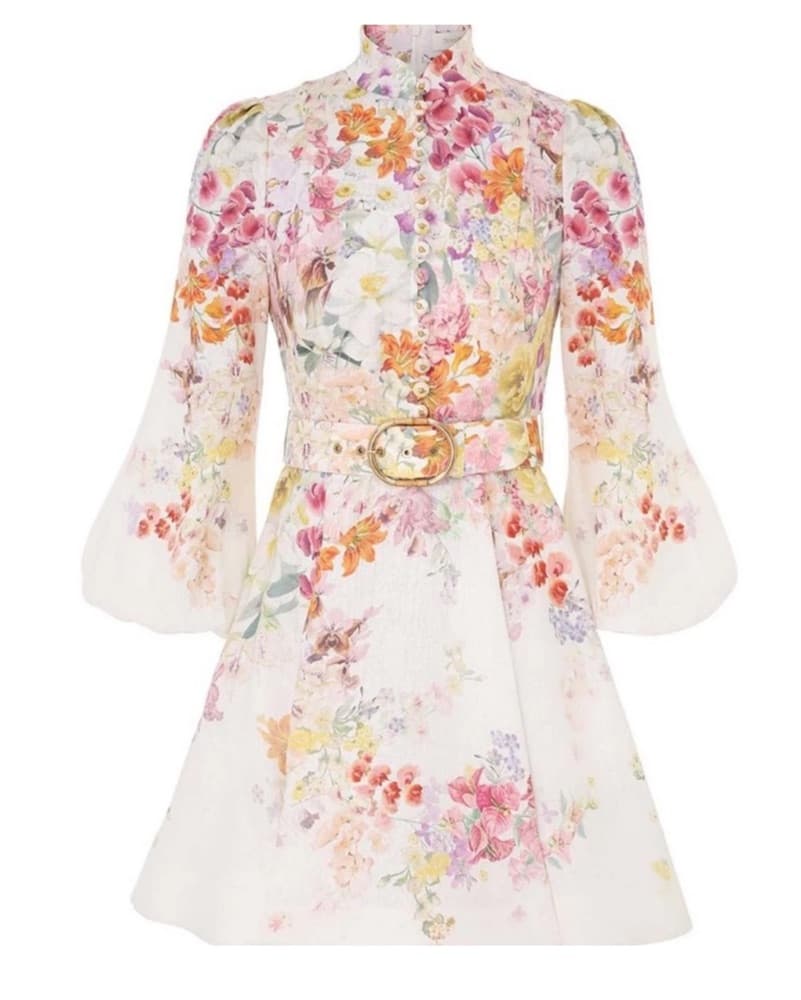 Zimmerman Floral Pink White Mini Dress - Image 1