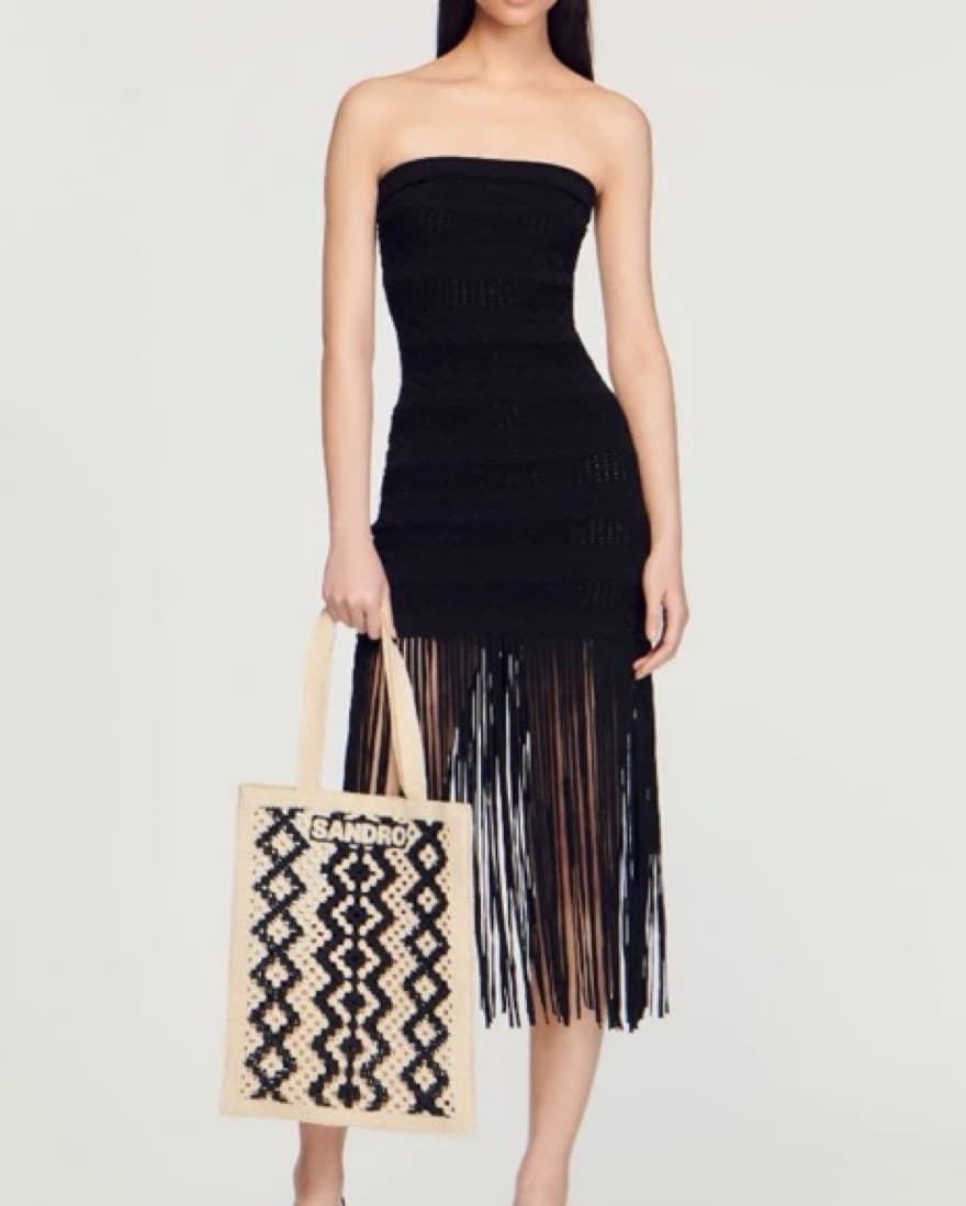 Sandro Crochet Fringed Mini Dress - Image 3