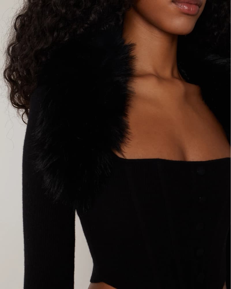 Guizio Faux Fur Knit Bolero Size L - Image 3