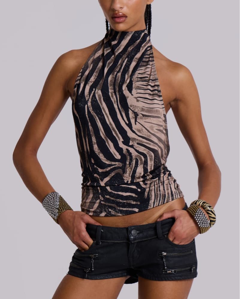 Jaded London Zebra Backless Top - Image 1