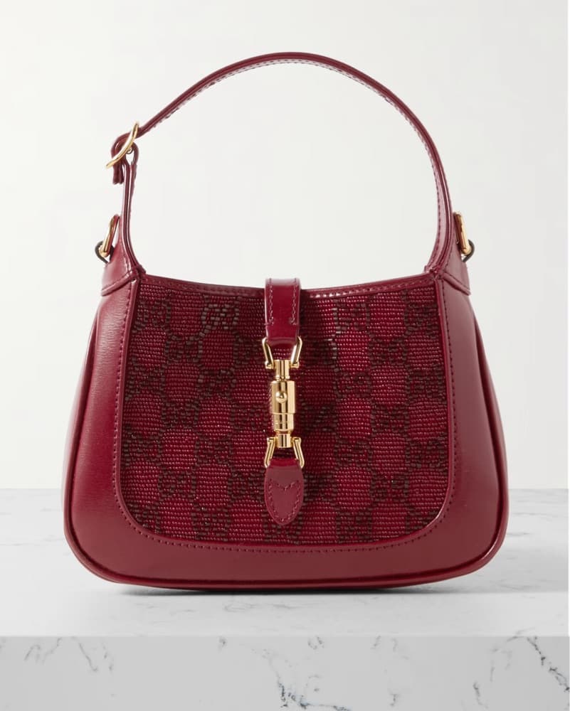 Gucci Beaded Crystal Jackie - Burgundy - Image 1