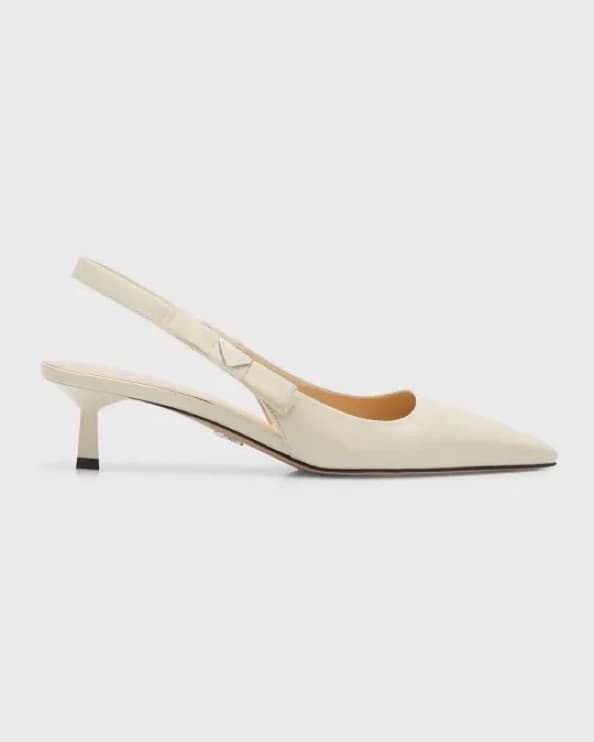 $1,220 Prada Ivory Bow Slingback Pumps - Image 5