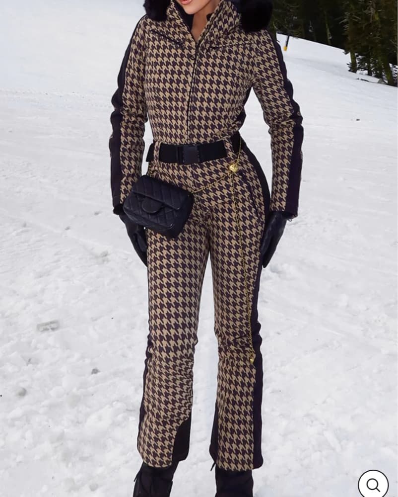 GSOU Snow Houndstooth Ski Suit - Image 1