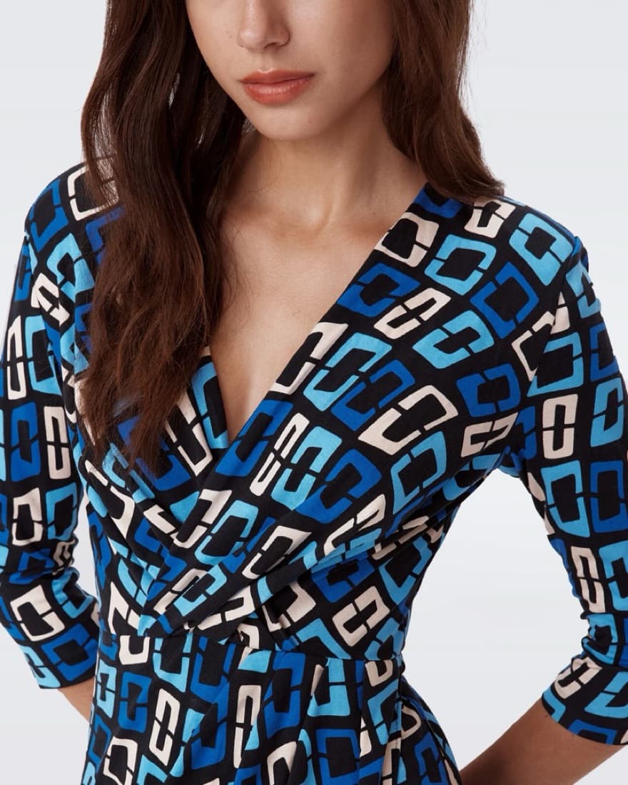 DVF Blue Wrap Dress - Image 2