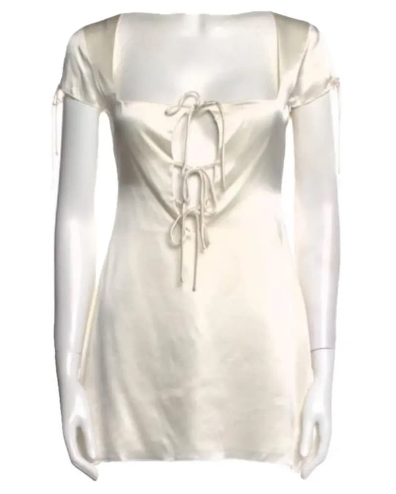 Silk Cream Guizio Mini Dress  - Image 2