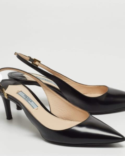 Prada Black Leather Pointed Slingback - Image 3