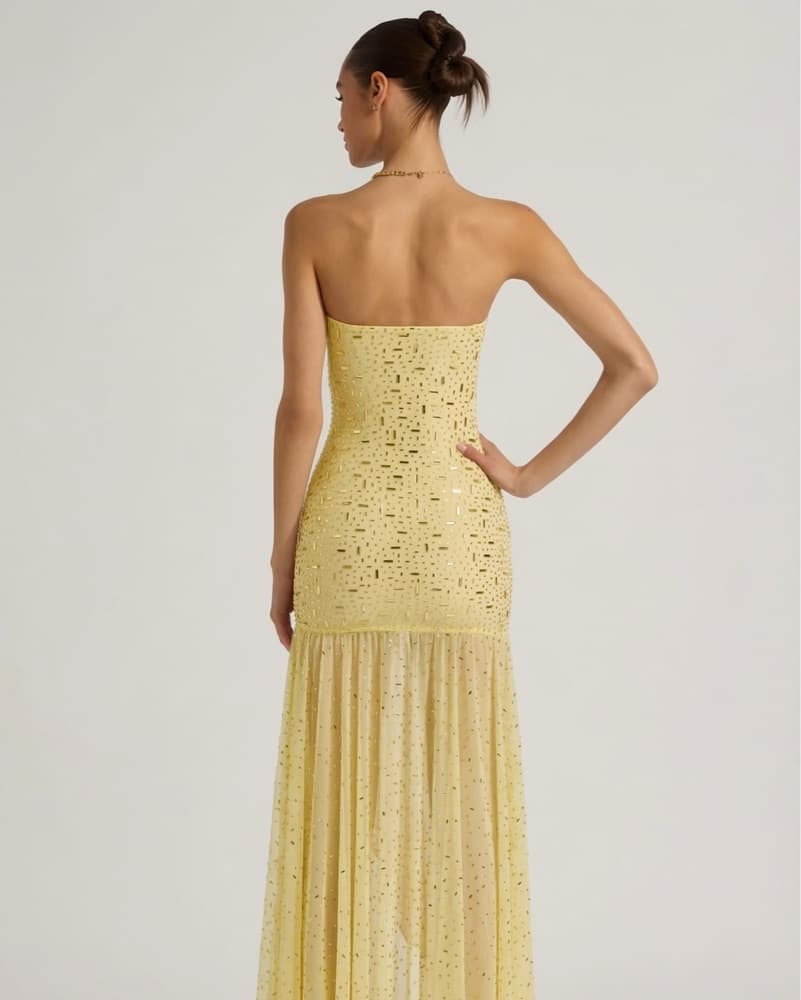 Oh Polly Sparkling Yellow Sequin Gown - Image 2