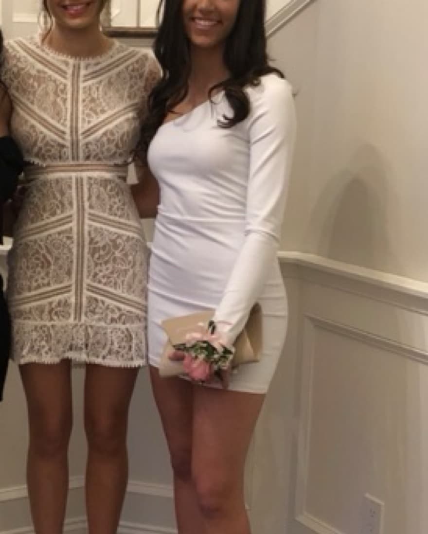 White Single-Shoulder Mini Dress - Image 2