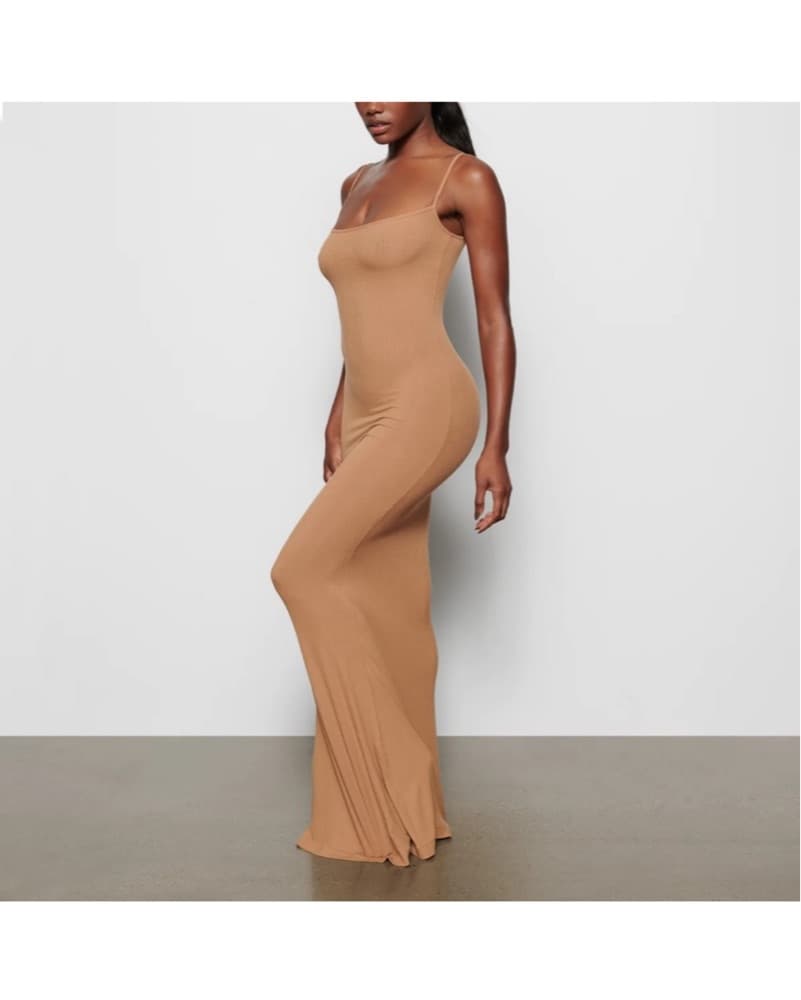 Skims Soft Lounge Long Slip Dress Camel - Image 2