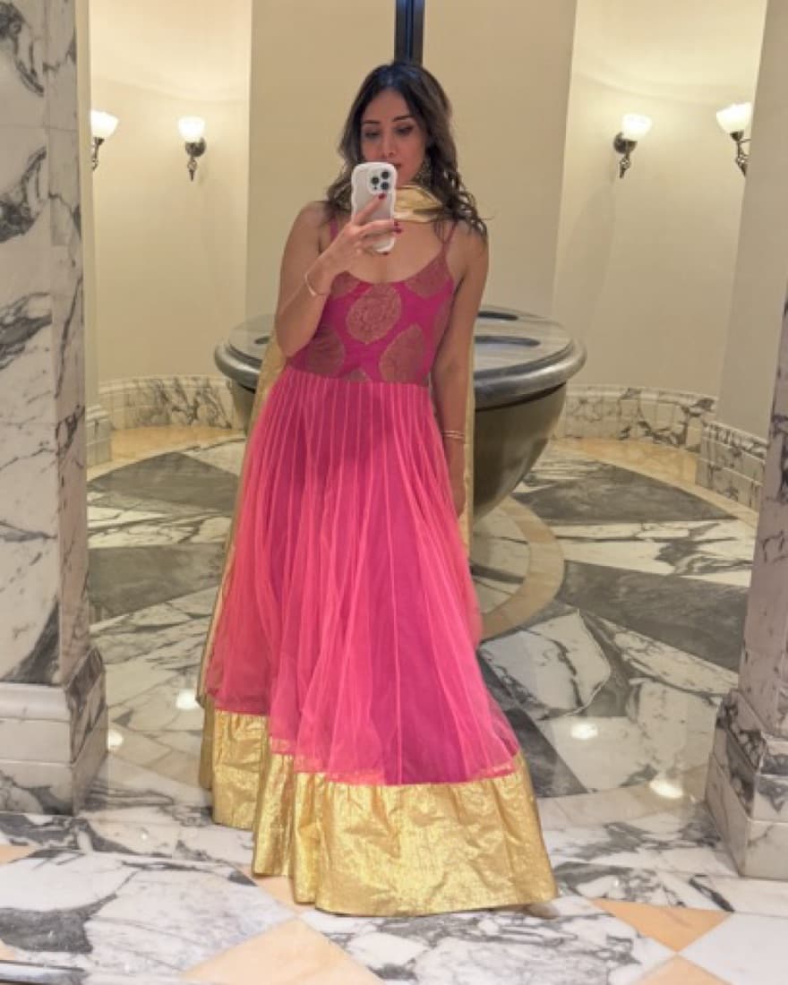 Indian Wedding Gown - Pink Tulle & Gold - Image 1