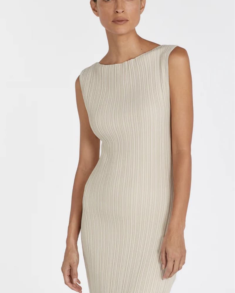 SIENNA STONE KNIT MIDI DRESS - Image 4