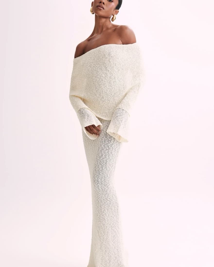 Marisol Off Shoulder Boucle Maxi Dress  - Image 2