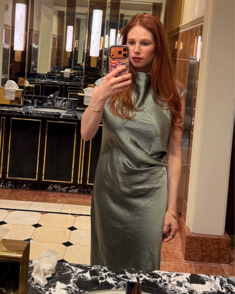 &Other Stories Bias Cut Satin Midi Dress - Image 6