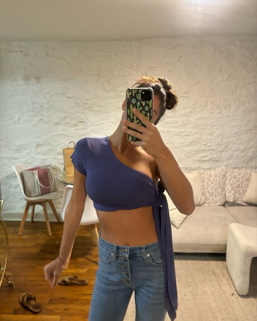 Blue Crop Tie Top - Image 1