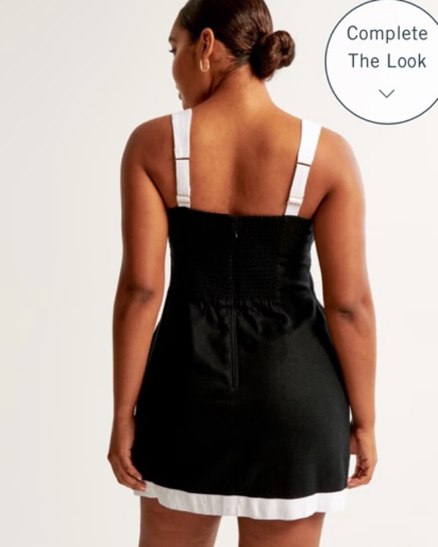 Linen-Blend Wide Strap Mini Dress - Tall - Image 3