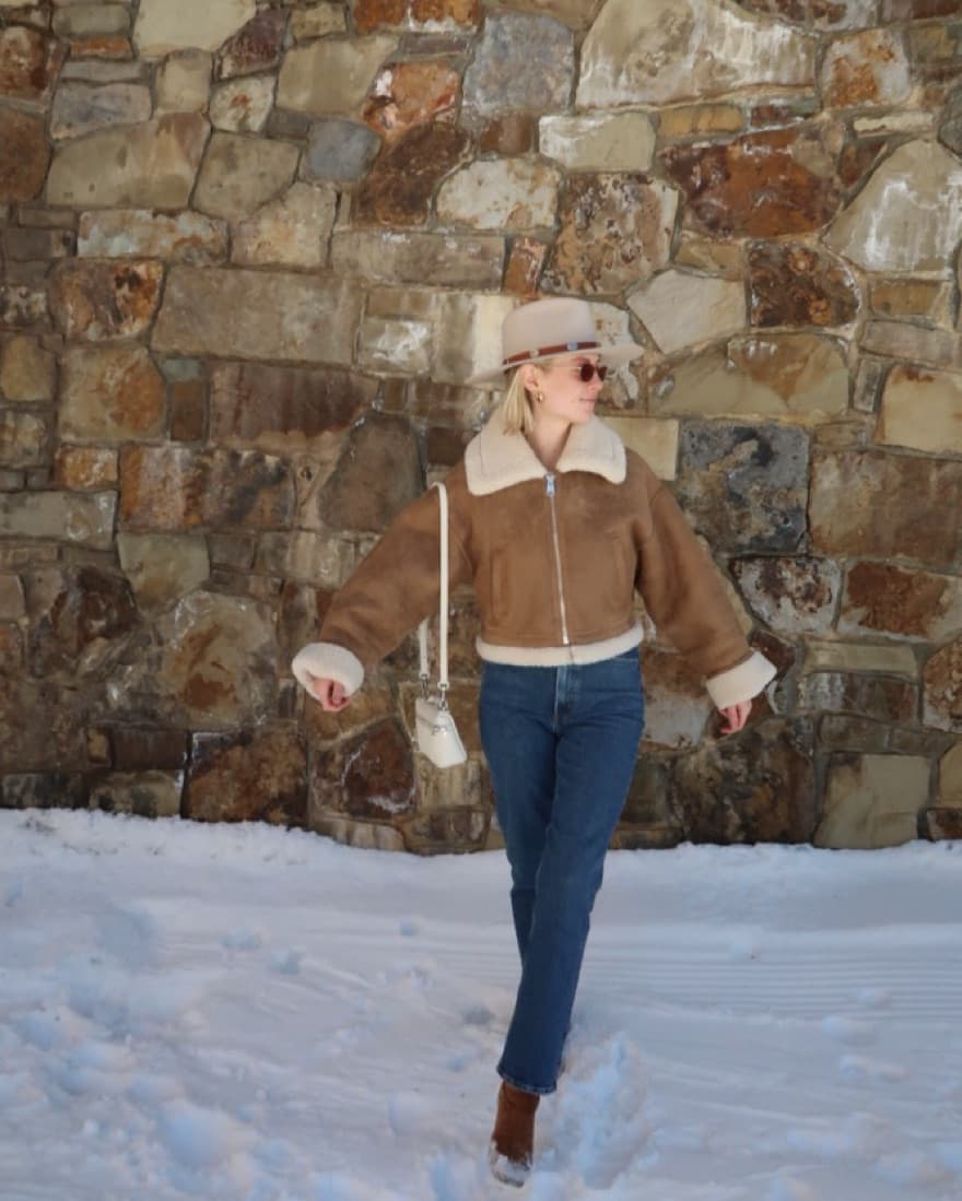 Mango Faux Leather + Shearling Jacket - Image 2