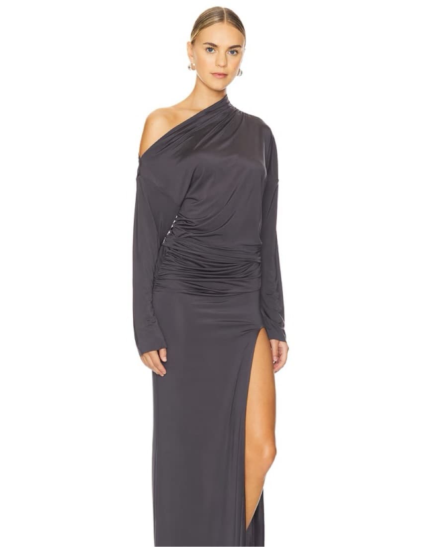 H:ours Gray One Shoulder Gown - Image 1