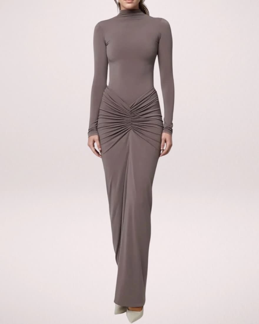 Elegant Ruched Maxi Dress - Image 1