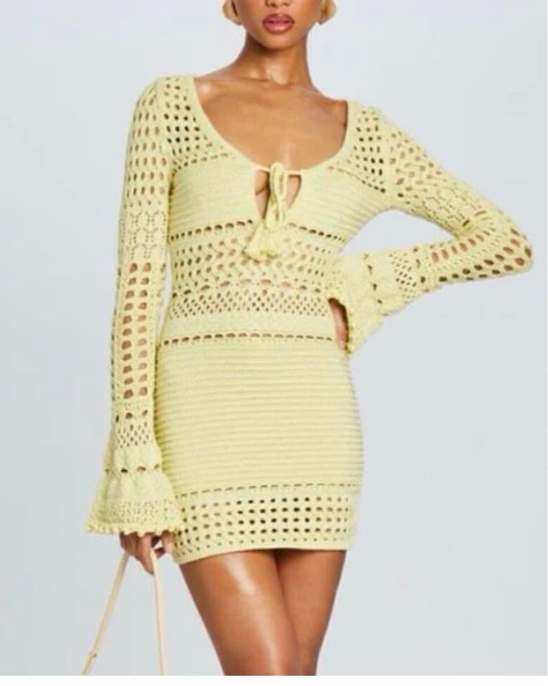 Peony Open Crochet Knit Dress - Image 1