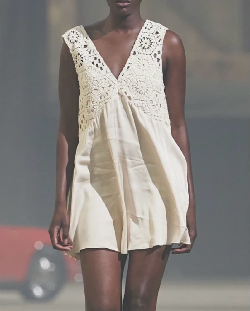 Rotate Birger Crochet Silk Dress - Image 1