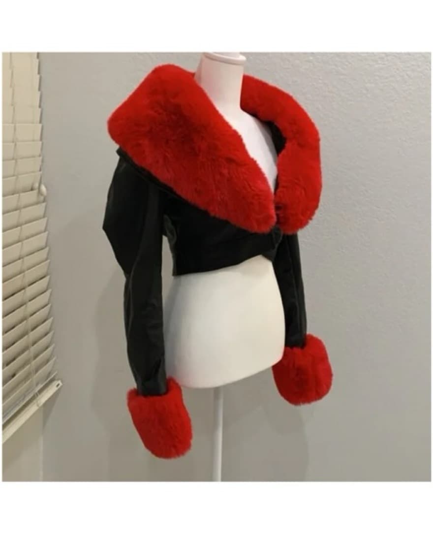 Red Fur Trim Top - Image 2