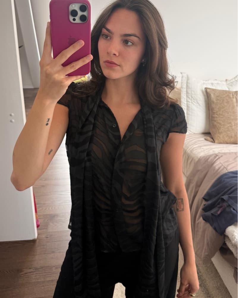 Alice+Olivia Black Zebra Scarf Top - Image 2