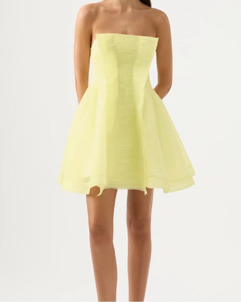 Aje Astrid Strapless Mini Dress Soft Lem - Image 1