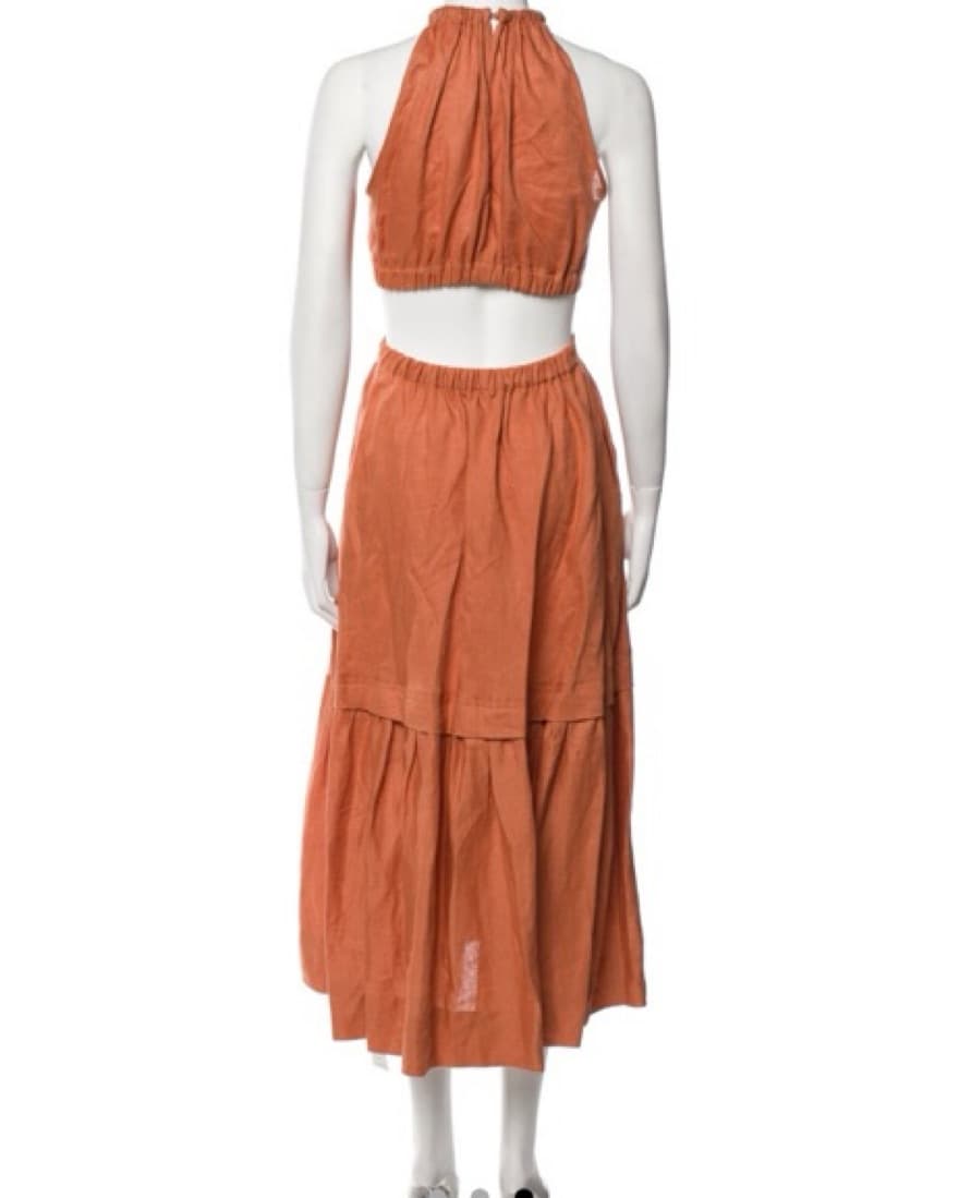A.L.C. Linen Cutout Halter Dress Orange - Image 2