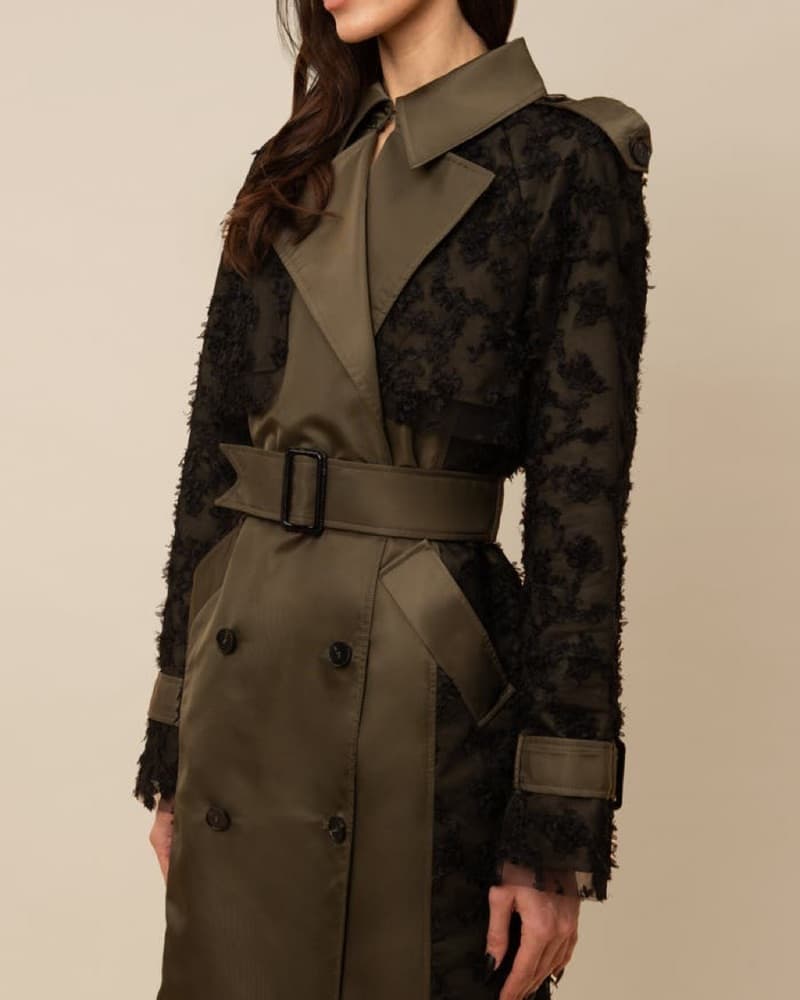 Edgy Trench Coat with Texture - Image 2
