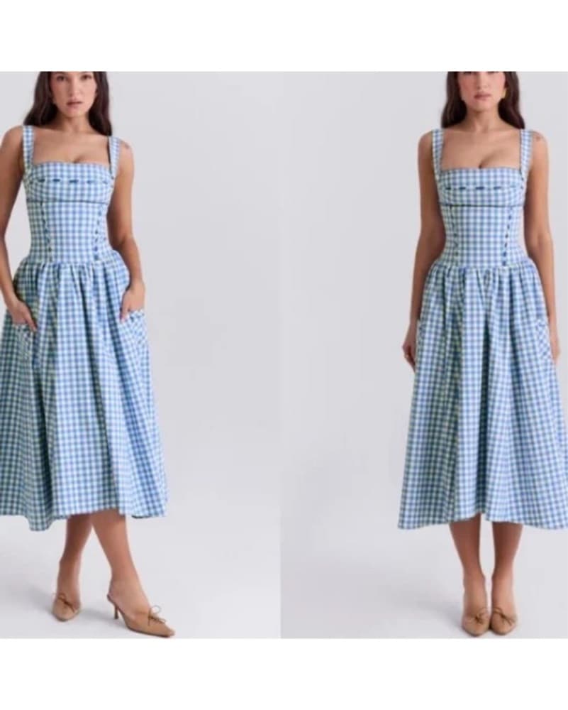 House Of CB Blue Gingham Sundress - Image 2