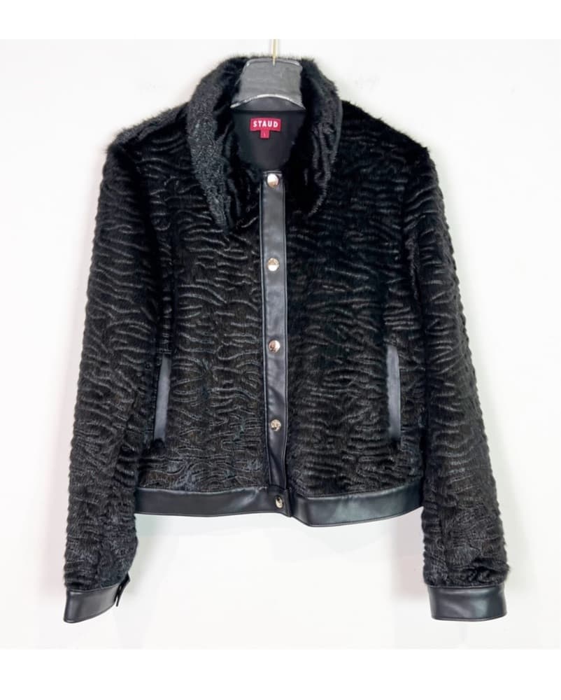 Staud Black Faux Fur Jacket - Image 1