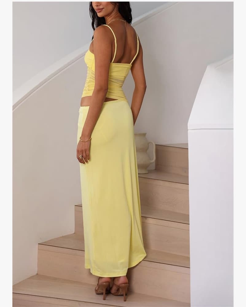 Two-Piece Yellow Maxi Skirt Set - Image 3