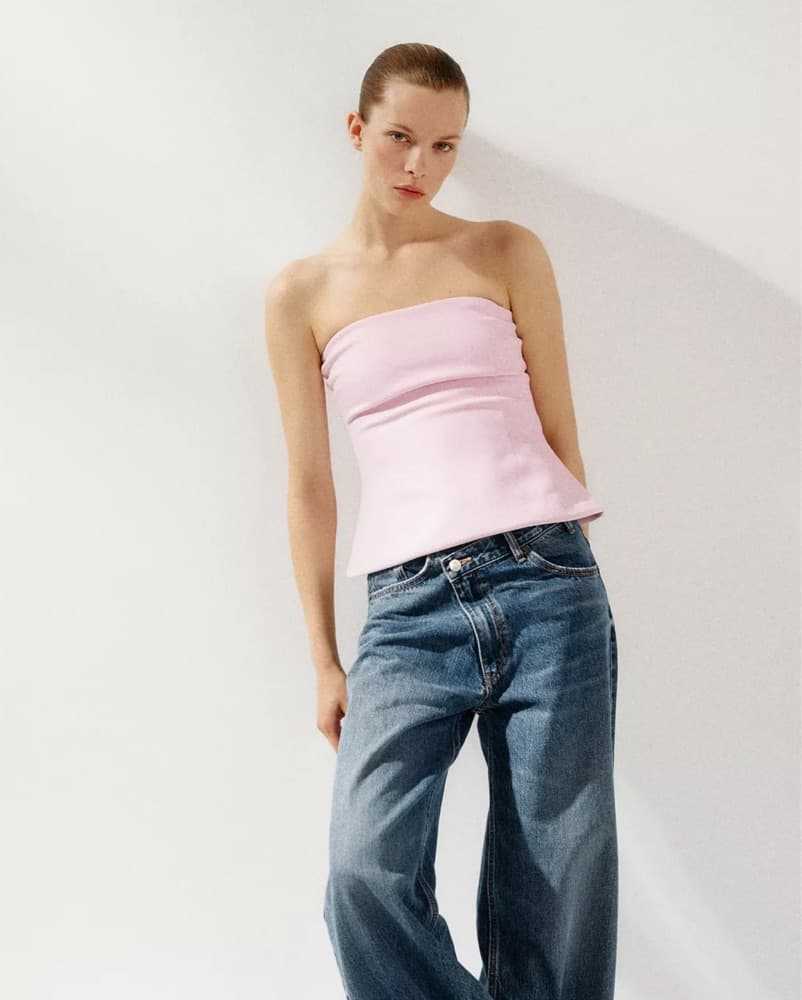 Zara Light Pink Interlock Bandeau Top  - Image 1