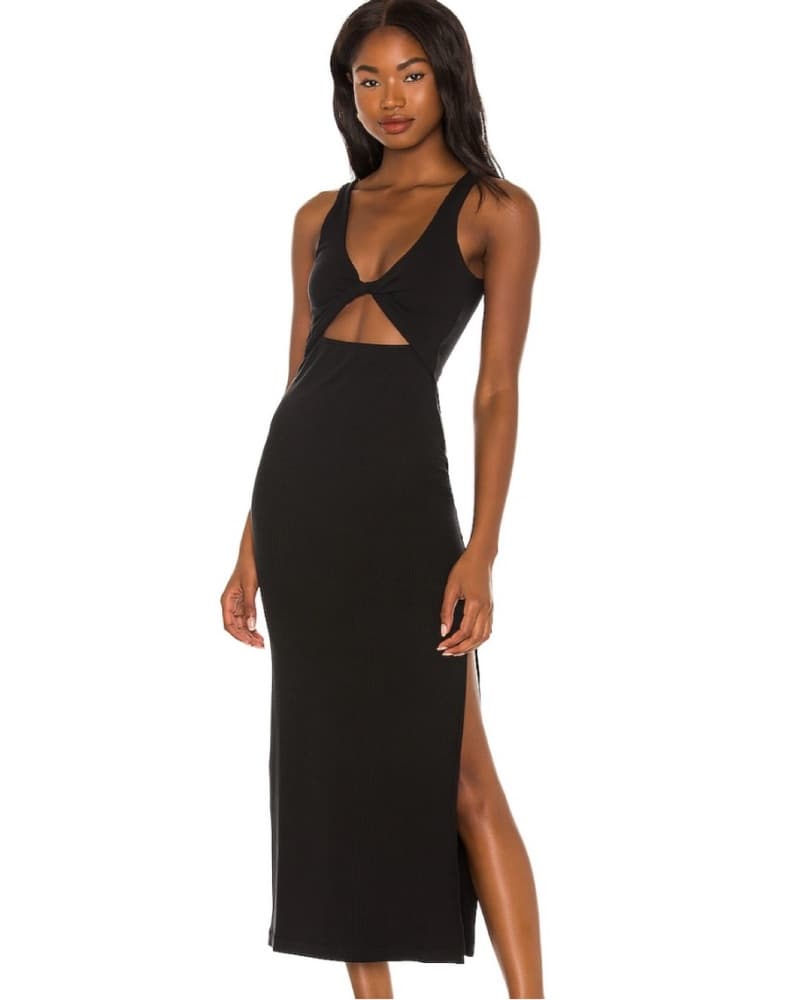 Black Jersey Cut Out Dress - Image 1