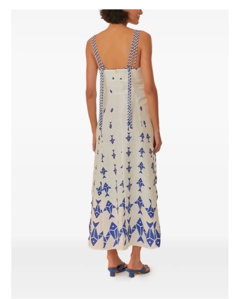 Farm Rio Fish Printed Midi Dress - Image 3