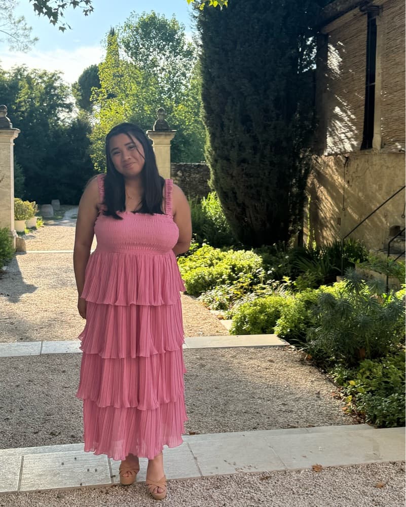GANNI Pink Tiered Ruffle Dress - Image 1