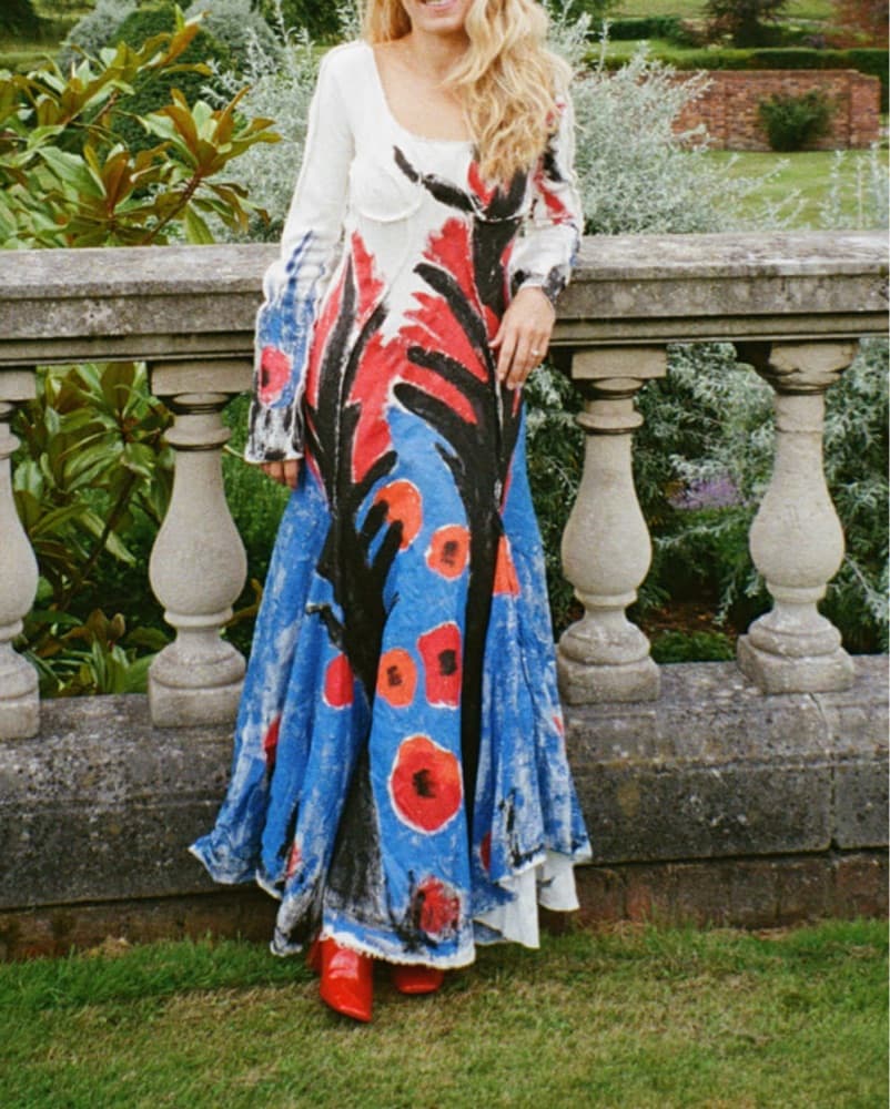 White Floral Handpainted Marni Dress  - Image 1