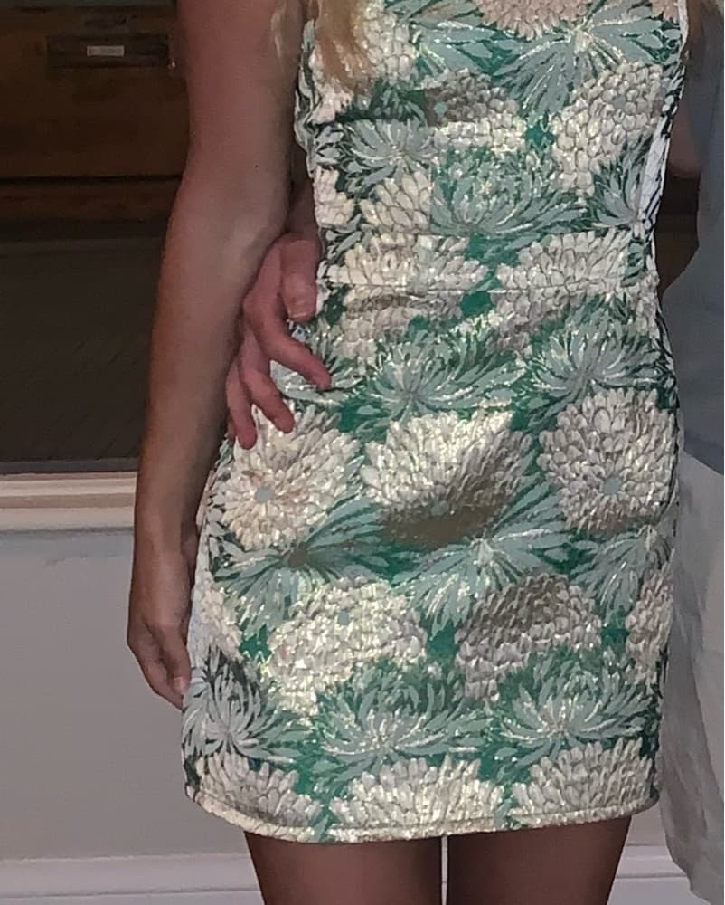 Floral Brocade Mini Dress - Image 3