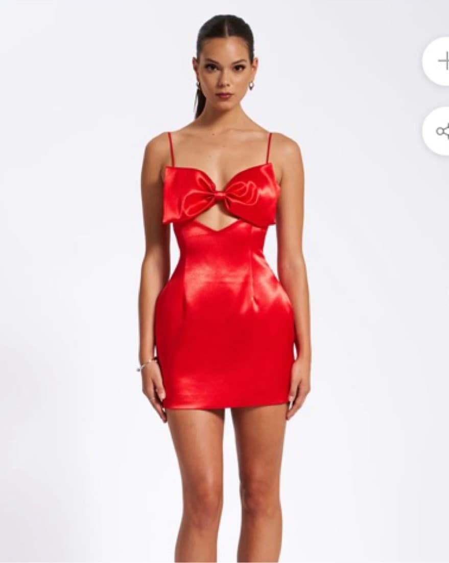 Miss Circle Xyla Red Satin Bow Mini Dres - Image 2