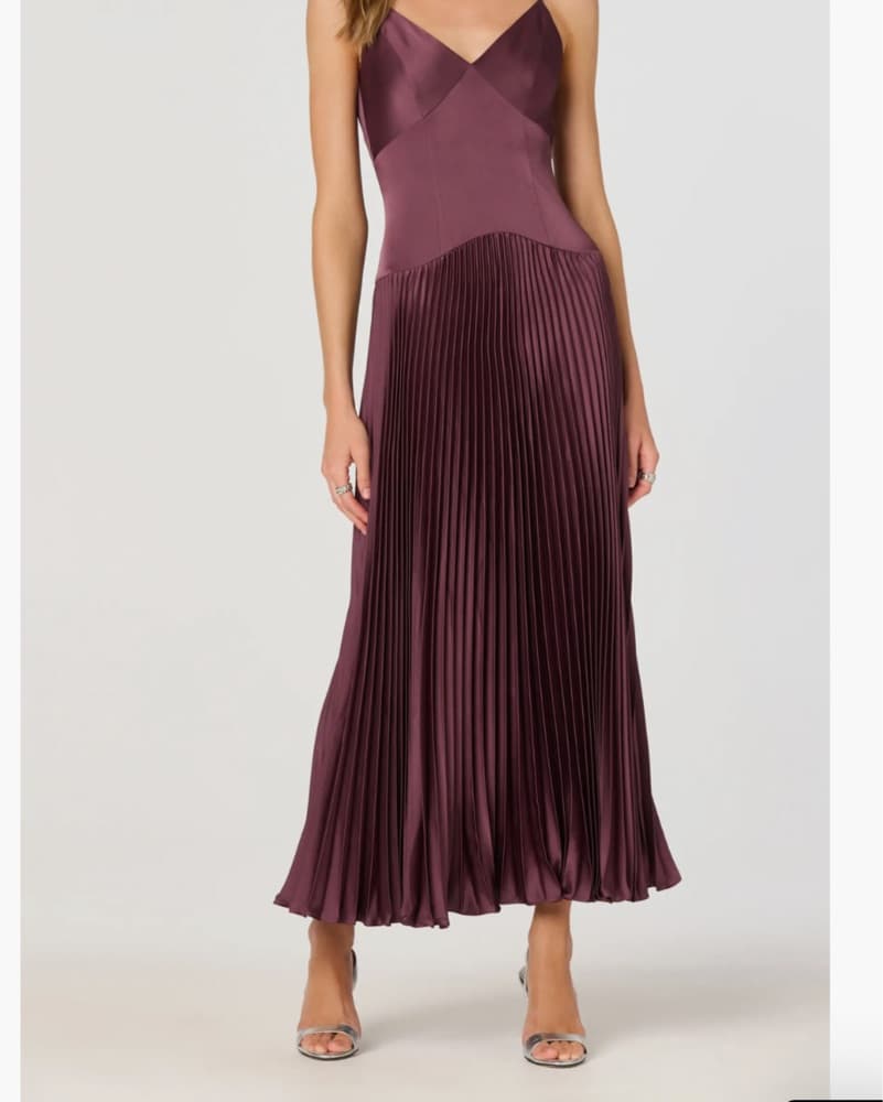 Elegant Pleated Satin Maxi Dress - Image 4