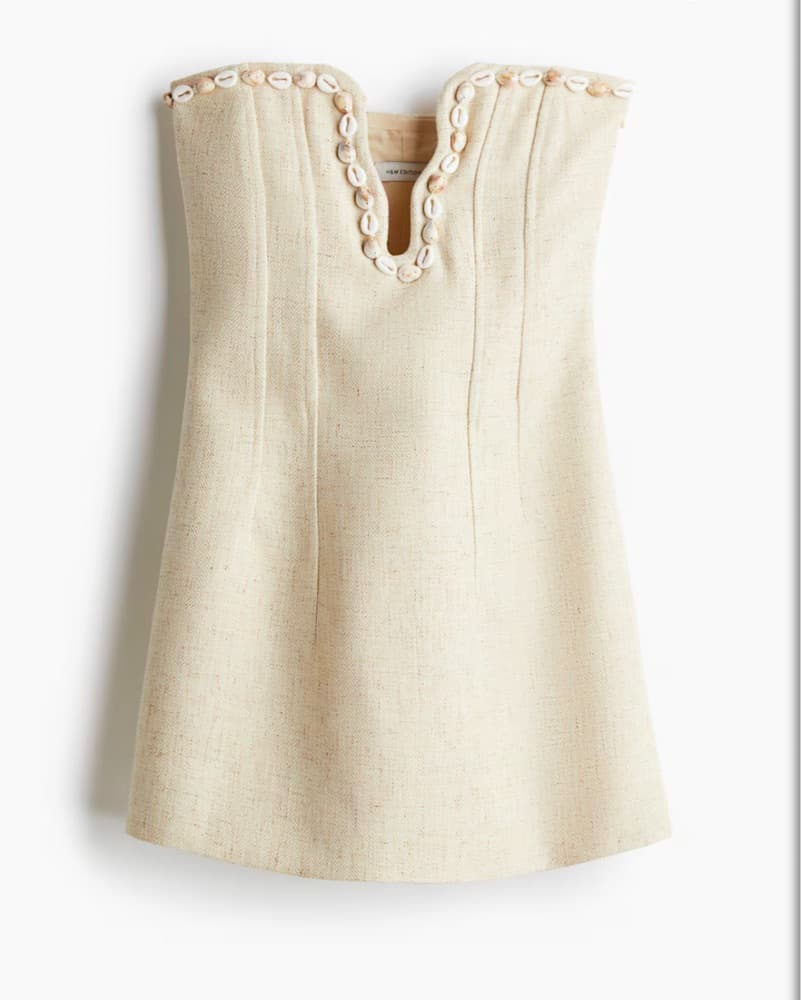 Chic Linen Dress with Shell Embellishments - Image 5