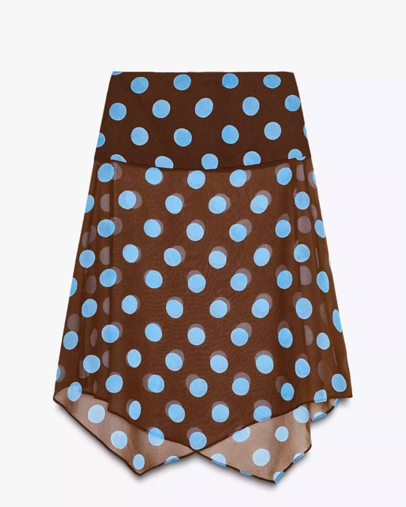 ZARA POLKA DOT ASYMMETRIC SKIRT - Image 1